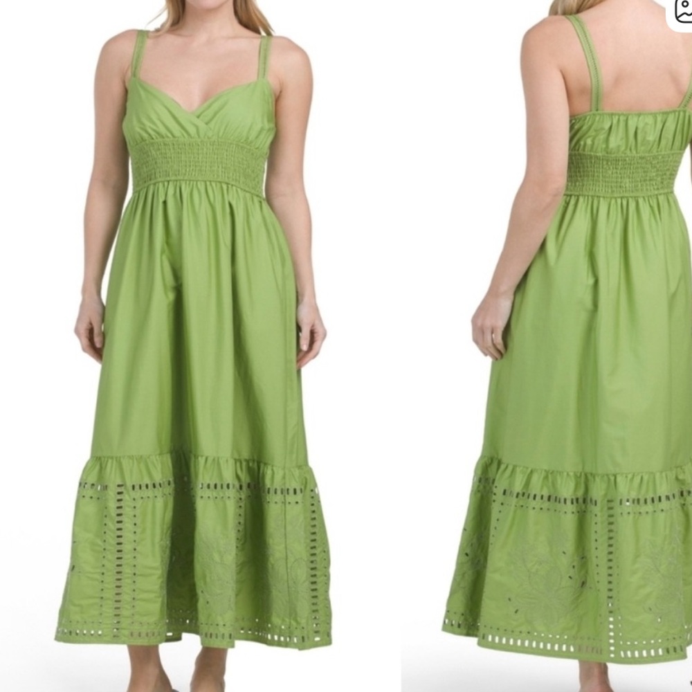 Calypso St. Barth Green Eyelet Maxi Dress